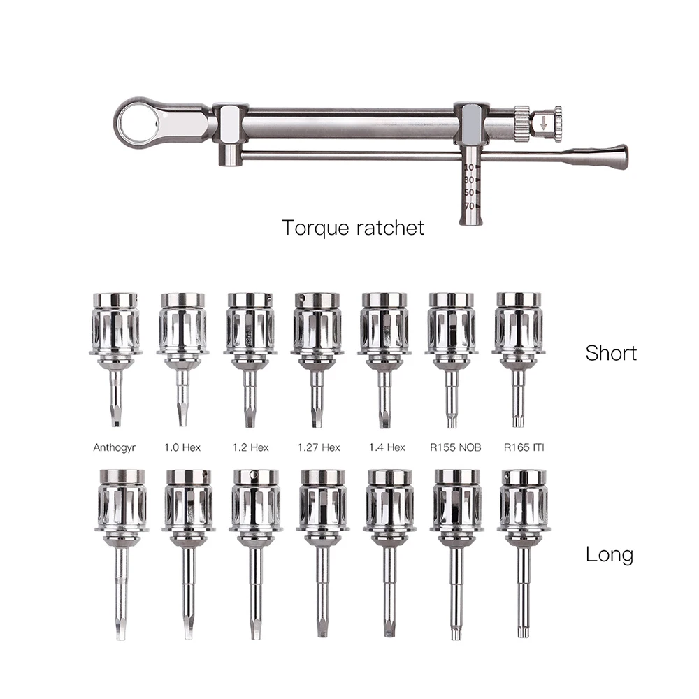 Dental Insteument Implant Tool Torque Wrench Ratchet 10-70NCM with Screwdriver Repair Prosthetic Tools Drivers & Wrench Kit