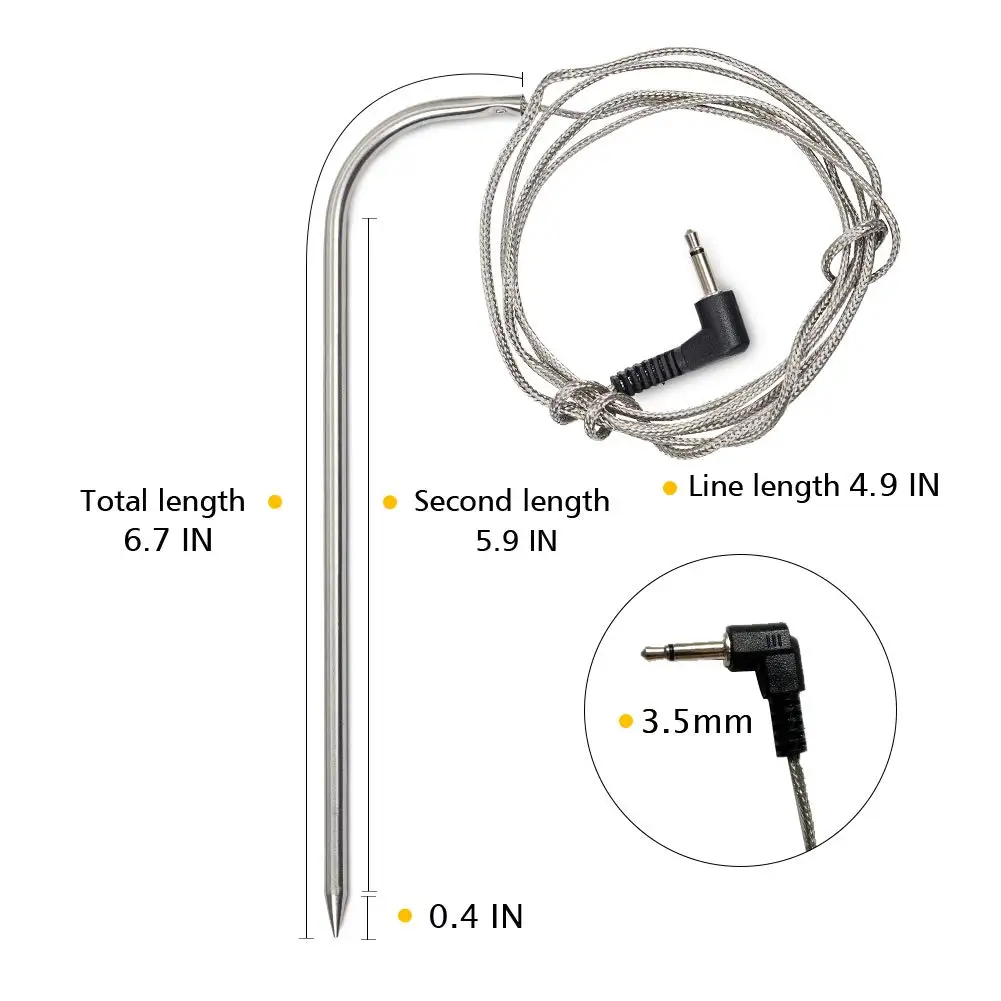 Replacement High-Temperature Meat Probe for Pellet Grills and Pellet Smokers Compatible with Pit Boss Grills