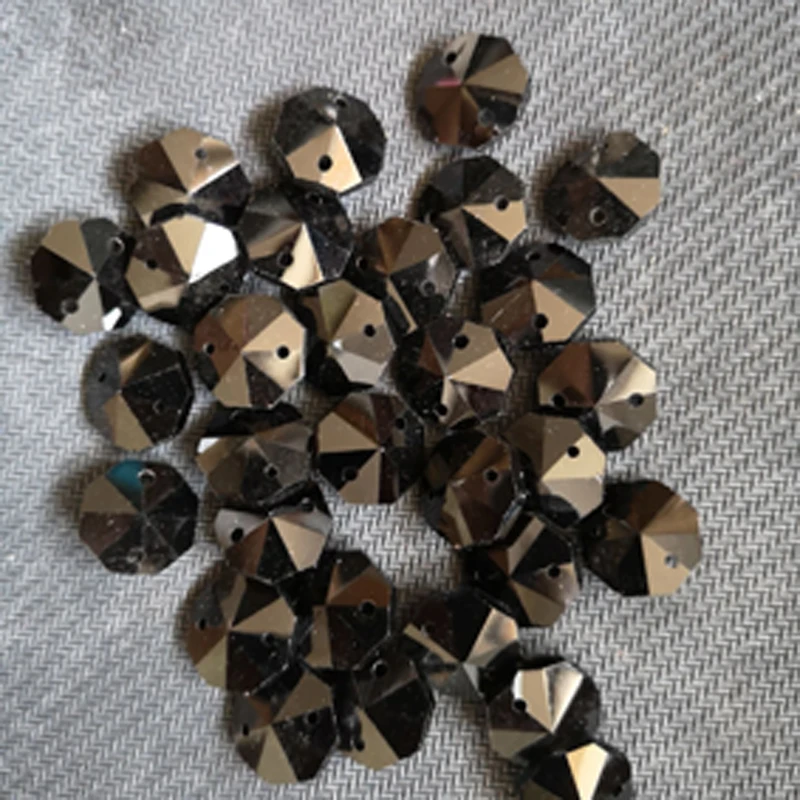 200pcs 14mm  2 hole Crystal Glass Octagon Beads For Chandeliers Parts Crystal Curtain Accessories Home Living Decoration