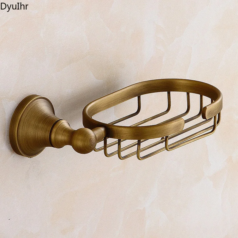 DyuIhr Nordic wall-mounted all-copper antique bathroom drain soap holder oval shelf perforated installation bathroom accessories