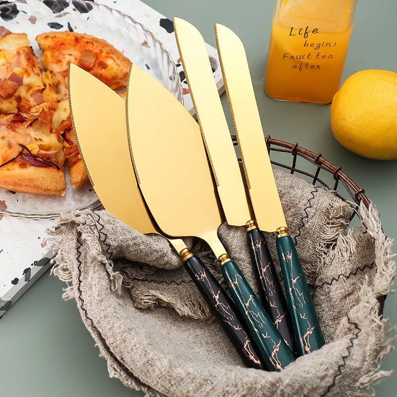 

Wedding Cake Knife And Shovel Server Set Stainless Steel Gold Plated Blades Cake Pie Serving For Birthdays Anniversaries Parties