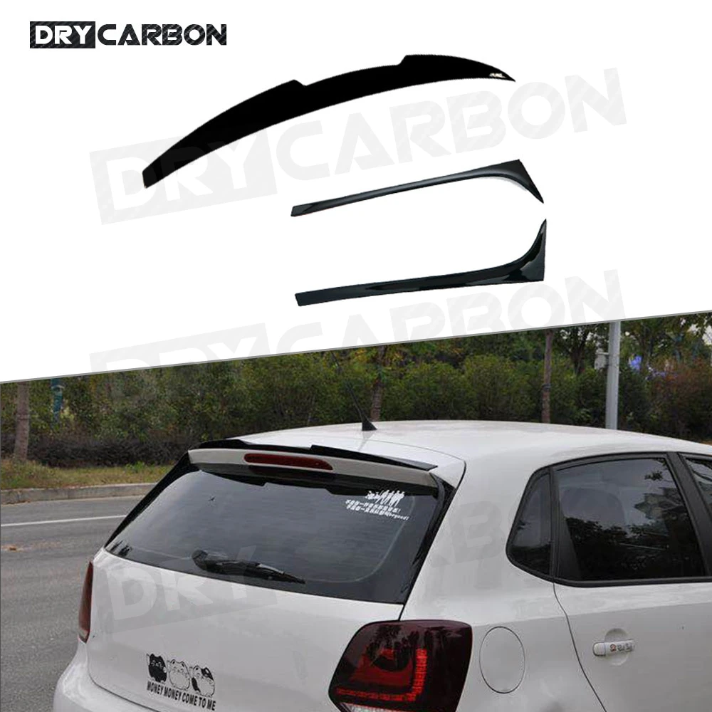 

ABS Black Rear Roof Spoiler Window Trim Wings for Volkswagen VW Polo Standard 2011-2018 Not For GTI R Boot Tail Side Winglet