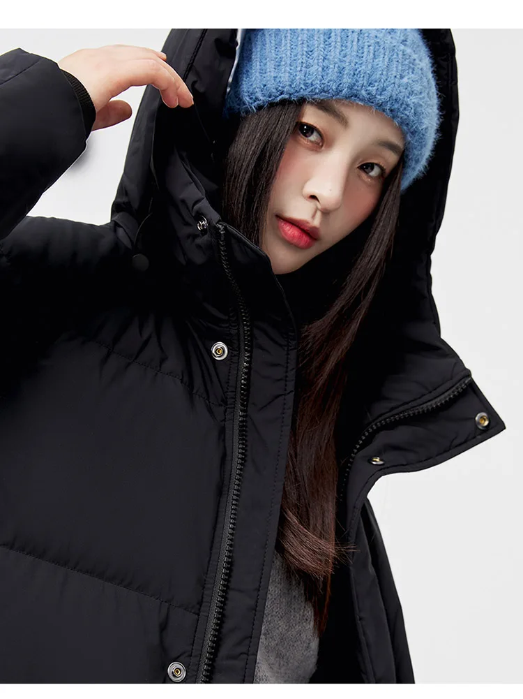 Warm winter ladies thick down coats puffer zipper hood long fashion brand jacket