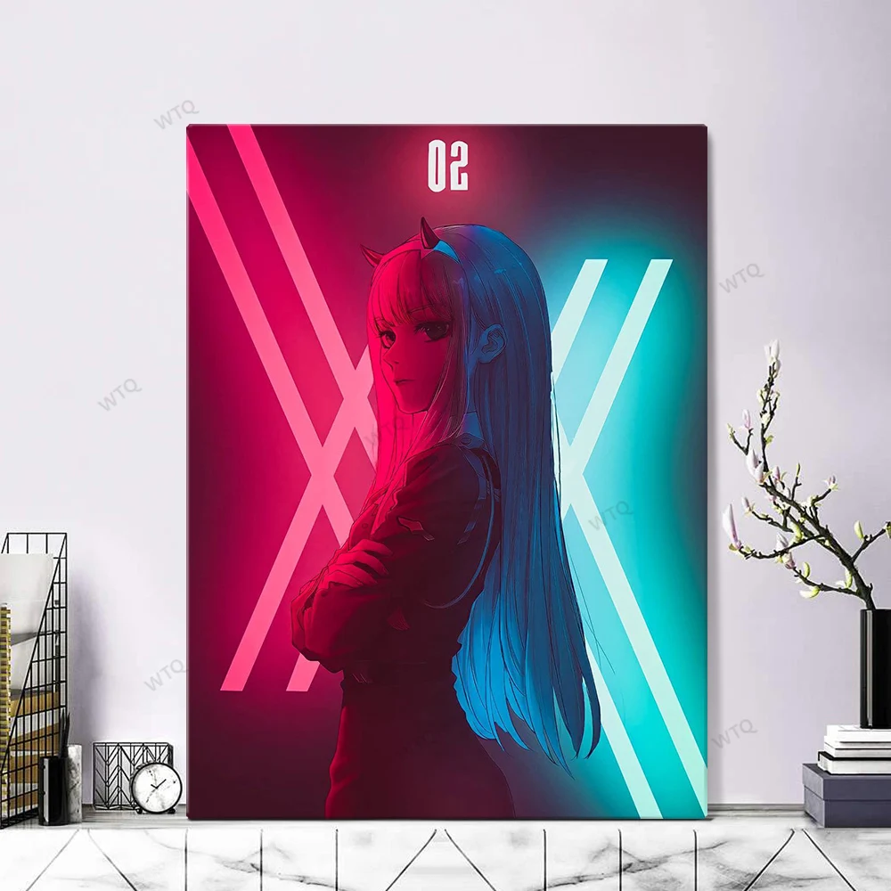 Canvas Painting Zero Two 002 DARLING In The FRANXX Neon Anime Posters Wall Decor Wall Art Picture Room Decor Home Decor