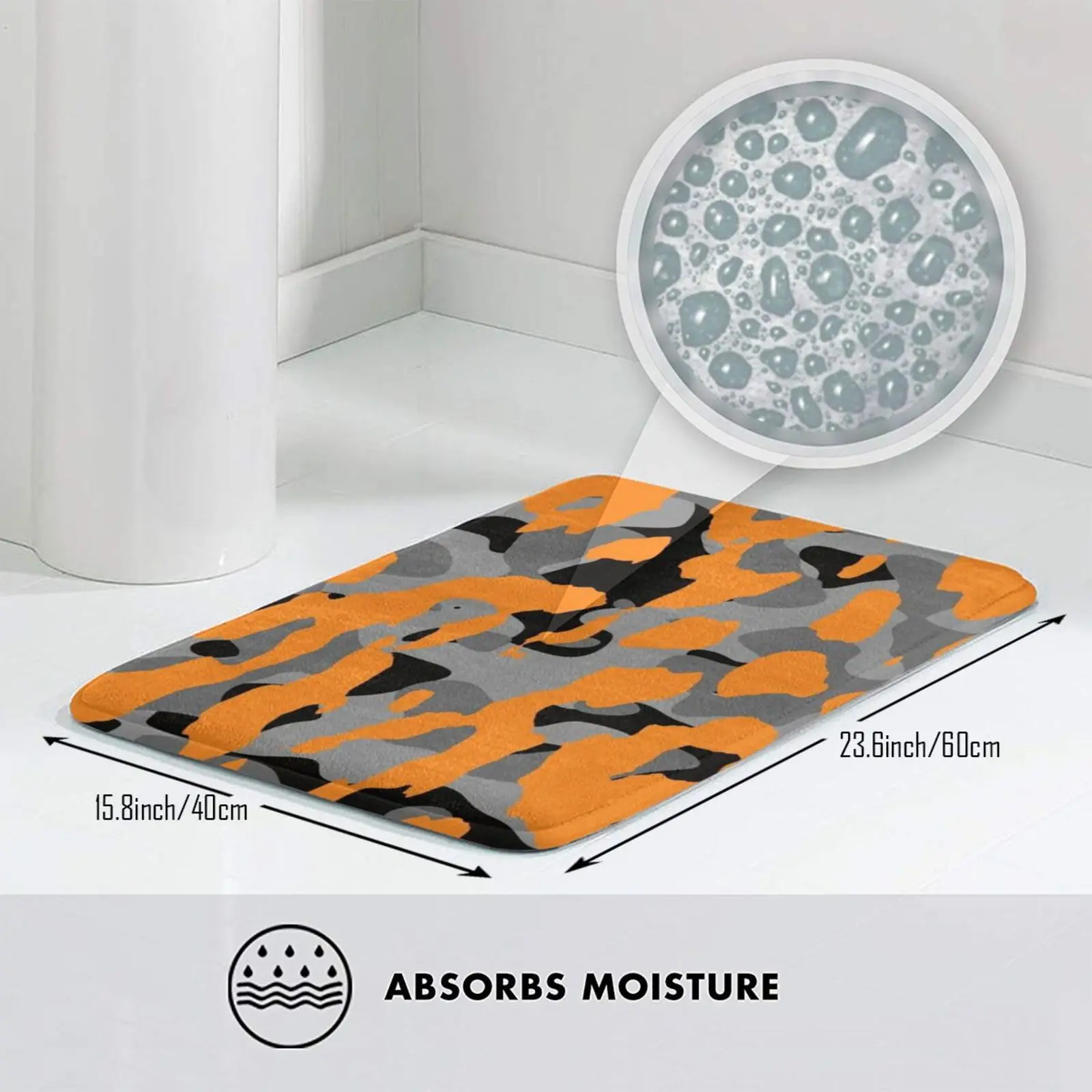 Orange Camo Mat Rug Carpet Anti-Slip Floor Mats Bedroom Camouflage Orange Hunting Hunter For Women For Her For Girls For Men - view 3