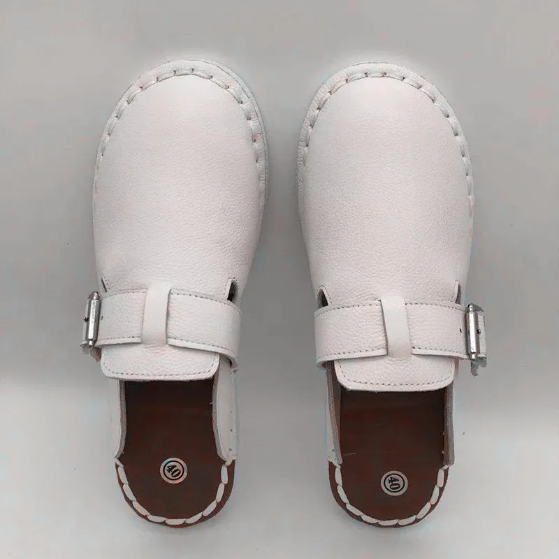 Careaymade-Genuine Leather slippers ,handmade Flats Shoes comfortable, fashion white summer shoes , low to help casual shoes