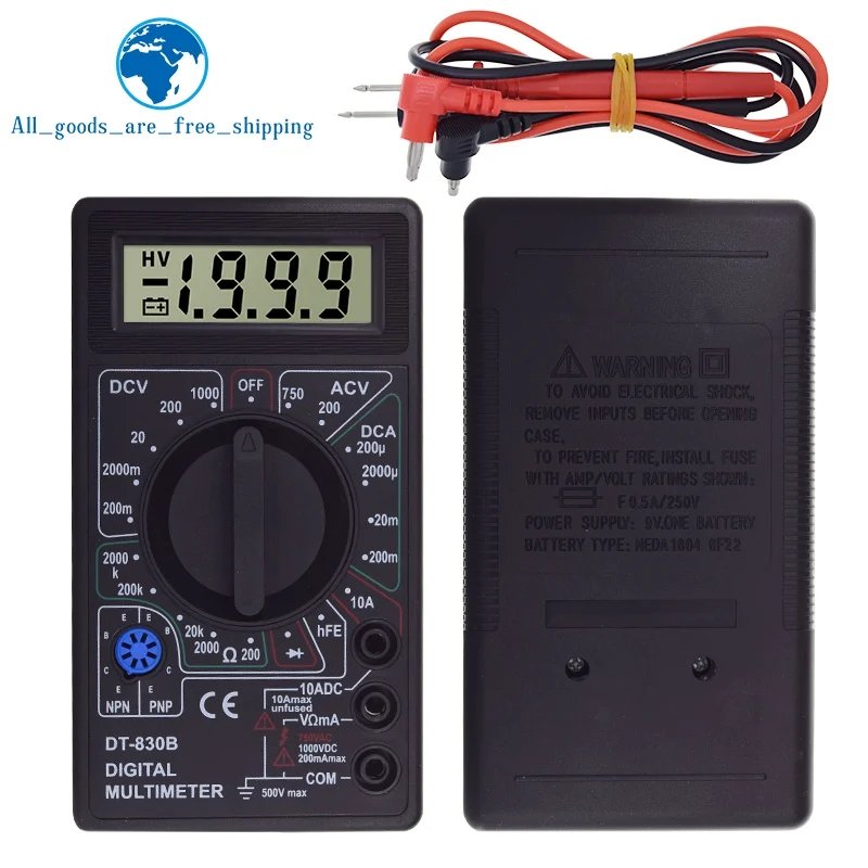 Multimètre numérique LCD DT830B, AC, DC, 750 V, 1000V, voltmètre, ampèremètre, testeur Ohm, haute sécurité, compteur de détermination