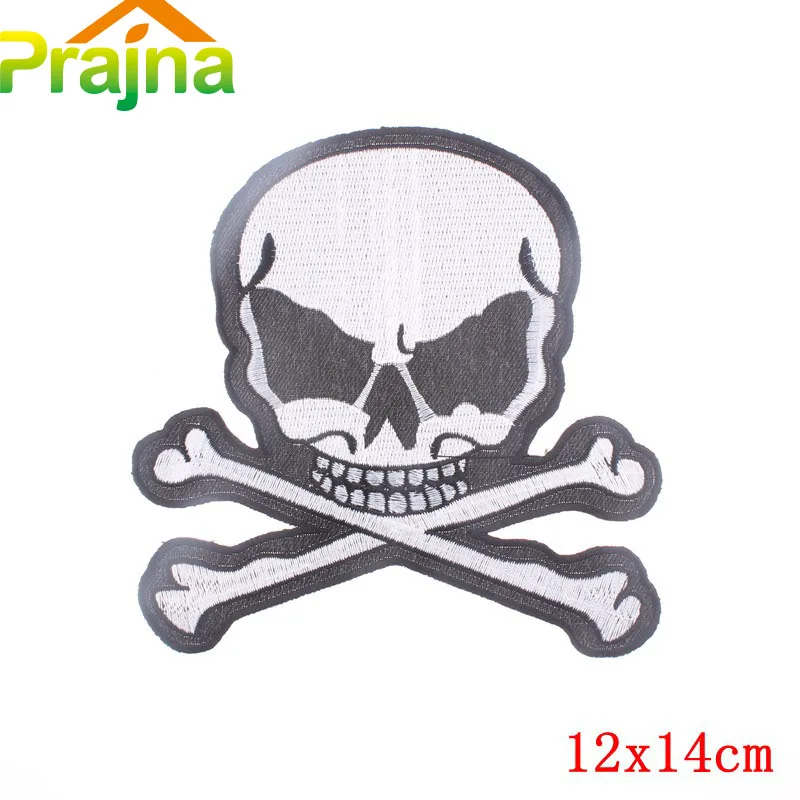 Pulaqi Big Rock Skull Patch Embroidered Patches Iron On Stripes For Clothes Jacket Ironing Patches Motorcycle Big Letter Badges