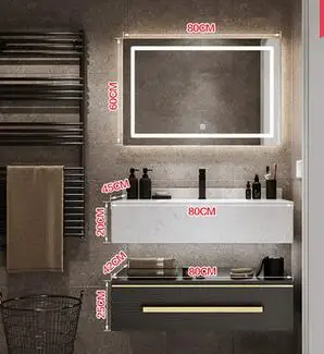 

Bathroom cabinet combination simple modern bathroom rock integrated wash basin wash suit rock plate wash table