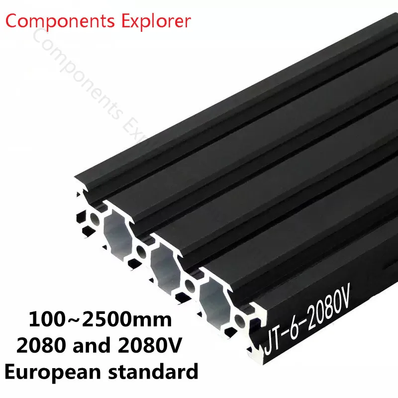 Arbitrary Cutting 1000mm 2080T-solt Al 2080V-solt European Standard Aluminum Extrusion Profiles For 3D Printer Parts CNC DIY