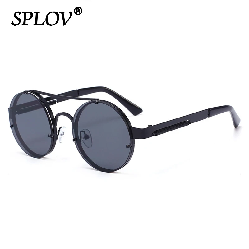 Vintage Steam Punk Round Sunglasses Men Women Retro Metal Double Beams Sun Glasses Spring Decoration Street Fashion Oculos UV400