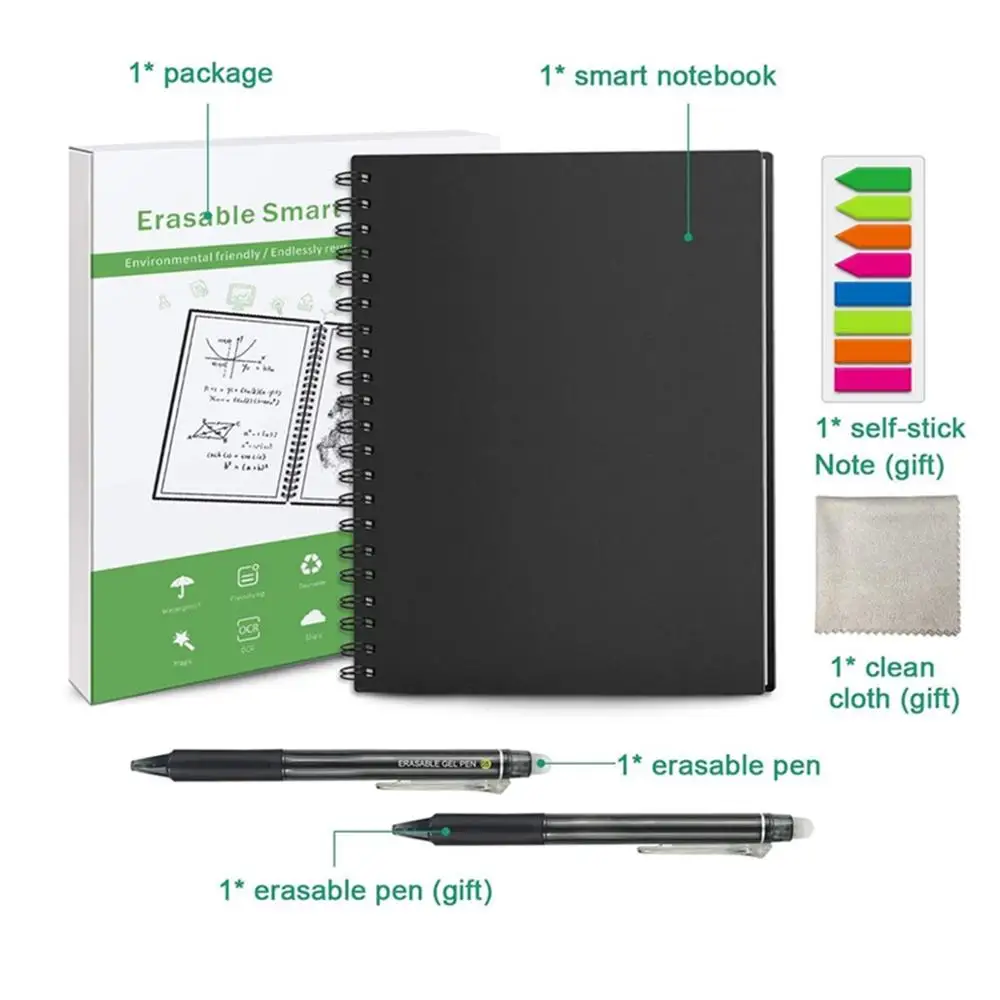 A4 smart reusable erasable notebook Spiral Notebook Paper Notepad Pocketbook Diary Journal Office School Drawing Gift