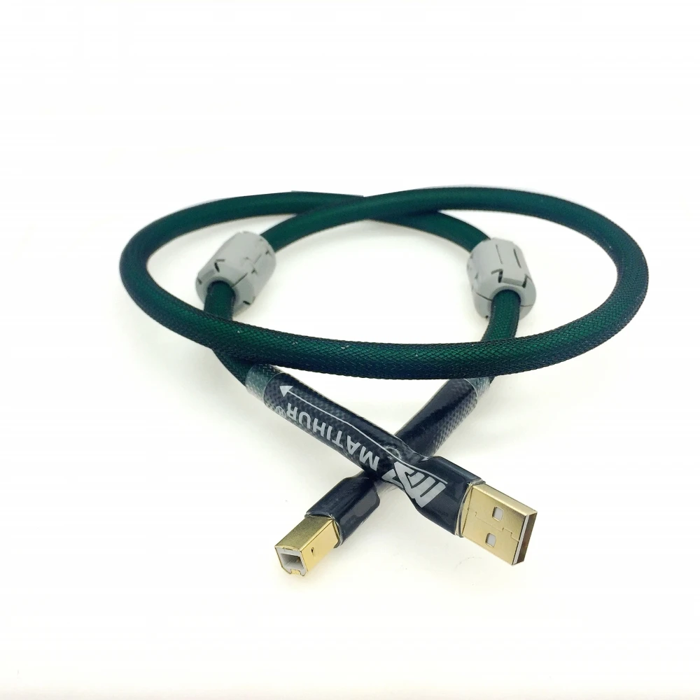 Kabel USB Berlapis Perak 4-Core Matihur Tembaga Murni HIFI A-B A Ke B Audio Digital Macintosh Hi Fi