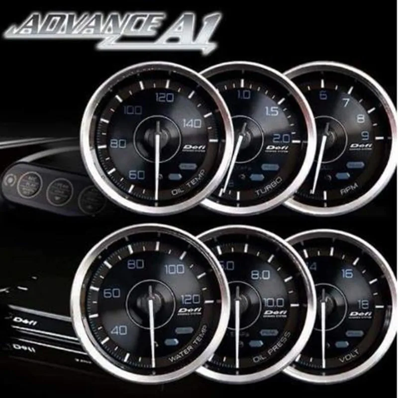 Defi Advance A1 Defi Link System Daisy Chain Auto 6 gauges Voltage Water Temp Oil Temp Oil Press Turbo Boost Tachometer RPM