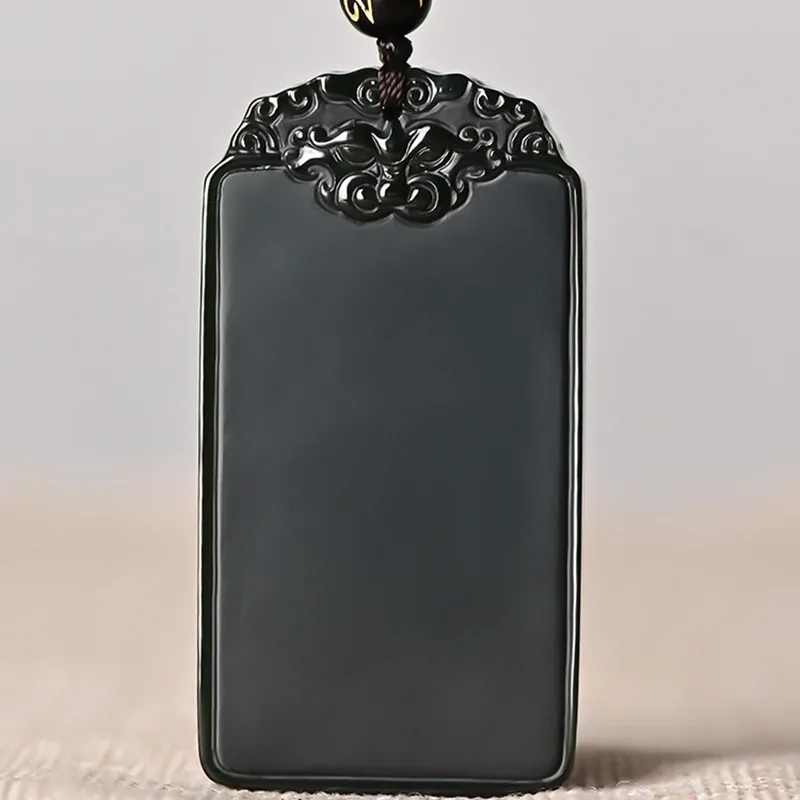 

Xinjiang Hetian jade safe and sound brand pendant men's and women's tower blue jade ink jade no business card jade pendant natur