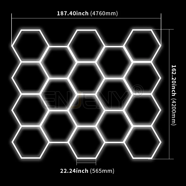 Led Hexagon Hex-grid Light Ceiling Detailing Working Lamp Office Chandelier Car Repair Workshop Garage Illumination Design