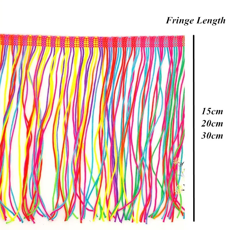 3 Yard Latin Fringe Tassel Assorted Colored Nylon Latin Dress Trimming Dance Dress Macrame Lace Fluro Color Single Line