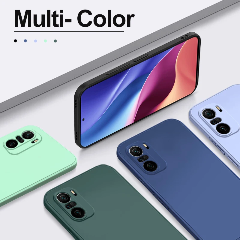 Poco F3 PocoF3 Poco F 3 Pro 케이스 오리지널 스퀘어 액체 실리콘 소프트 폰 커버, 샤오미 Poco F3 Poco F3 PocoF3 Poco F 3 Pro