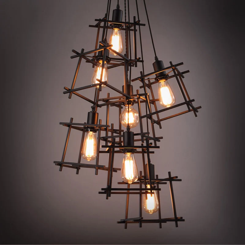 

American Loft Vintage pendant light Personality Wrought Iron lights Edison nordic lamp industrial cage lamp lighting fixtures