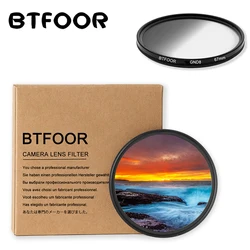 BTFOOR-filtro gradiente Nd Gnd de 49, 52, 55, 58, 67, 72, 77, 82 Mm para lente de cámara Canon EOS M50, 6d, 250d, 600d, Nikon D3200, D3500, Sony A6000