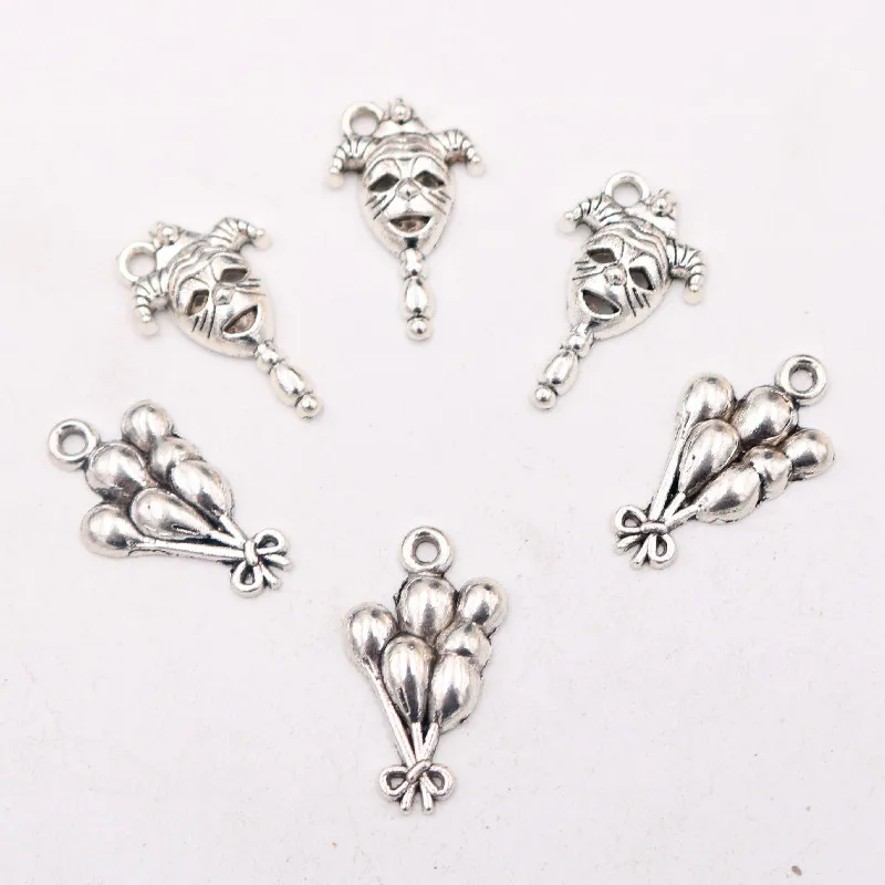 30pcs Funny Circus Metal Pendants, Circus Charms, Clown Charms, Balloon Charms, DIY Retro Jewelry Accessories Unisex A2198