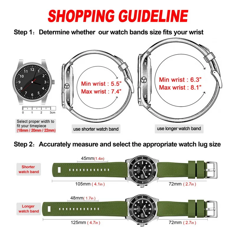 Hemsut Smart Silicone Watch Bands 18mm 20mm 22mm  Quick Release Rubber For Galaxy  Watch Strap  Man Women Soft Replacement