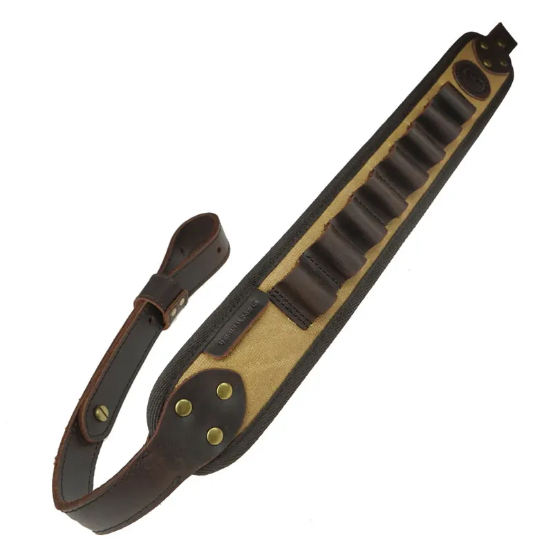 Leather Rifle Sling Shoulder Padding Tactical Strap And Shotgun Gun Buttstock Ammo Shell Holder For 5pcs 12 Gauge