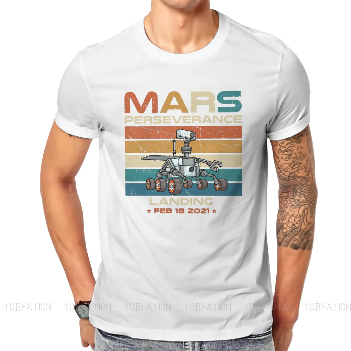 Rover Landing 2021 Hipster TShirts Mars 2020 Perseverance Rover Exploration Men Harajuku Fabric Tops T Shirt Round Neck Big Size