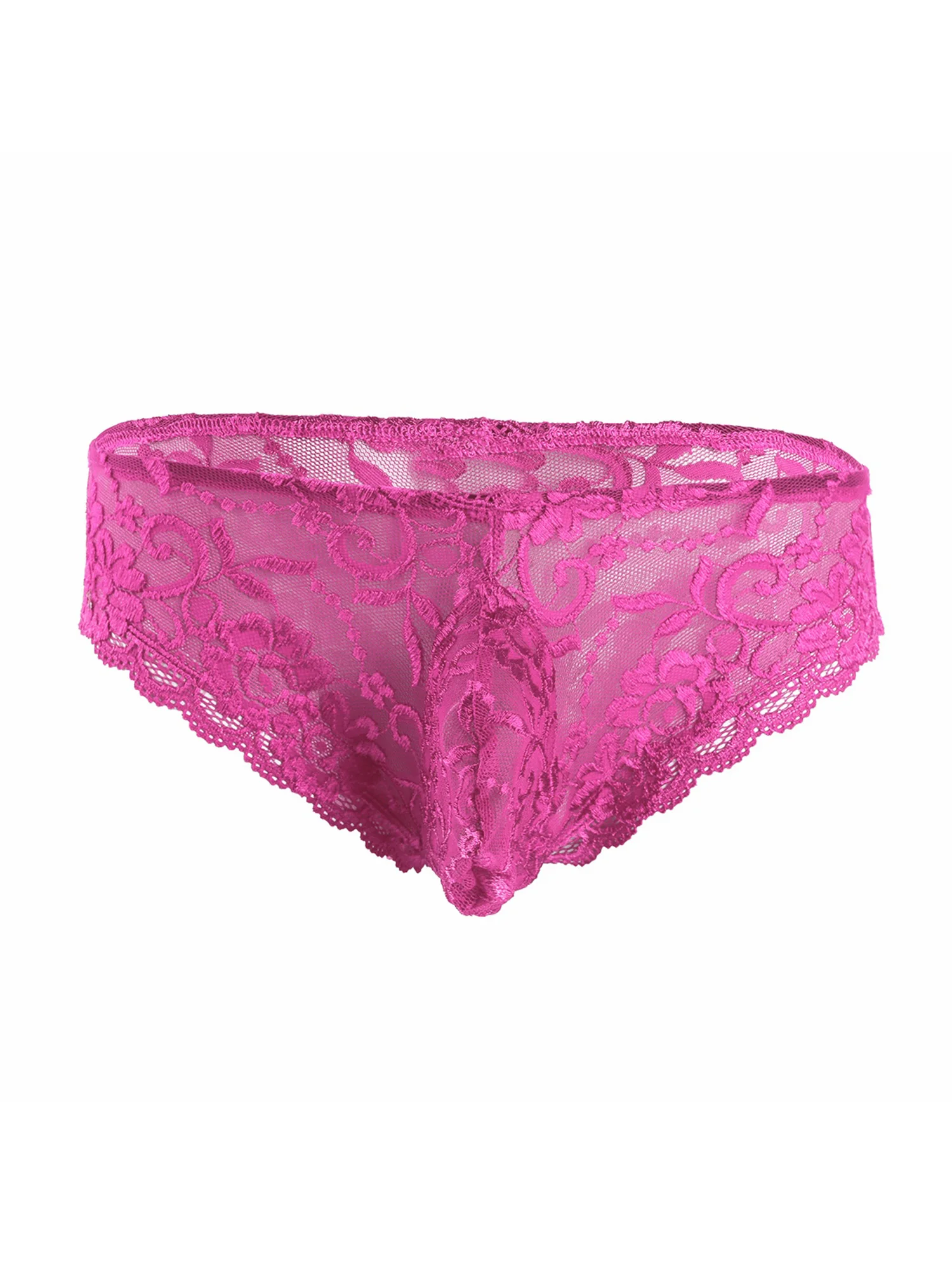 Men Sissy Lingerie See Through Lace Panties Floral Bulge Pouch Low Rise Bikini Briefs Underwear Gay G-string Thongs Underpants