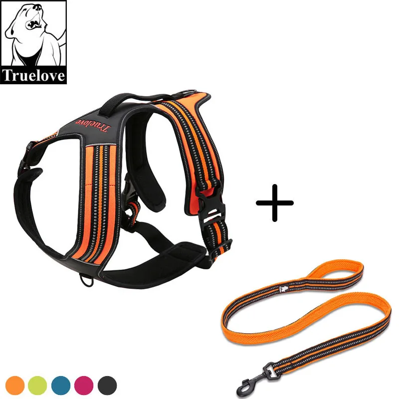 

Truelove 3M Reflective Dog Harness and Leash Set Pet Dog Nylon Vest Harness Lead Training Running Soft For Medium Large Dogs