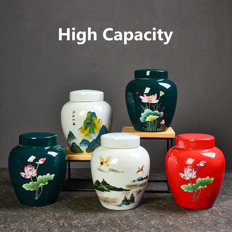 

High Capacity Ceramic Tea Caddy Household Moisture-proof Tea Caddy Tea Caddy Storage Tank Seasoning Storage Bottle Candy Jar