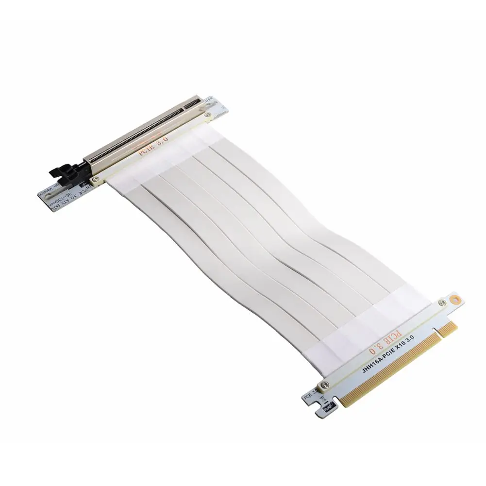 

White PCIe Riser Flat Cable 3.0 x16 To x16 PCI Express 90 Degree GPU Riser Extender Adapter for Graphics Cards Vertical 90 Mount