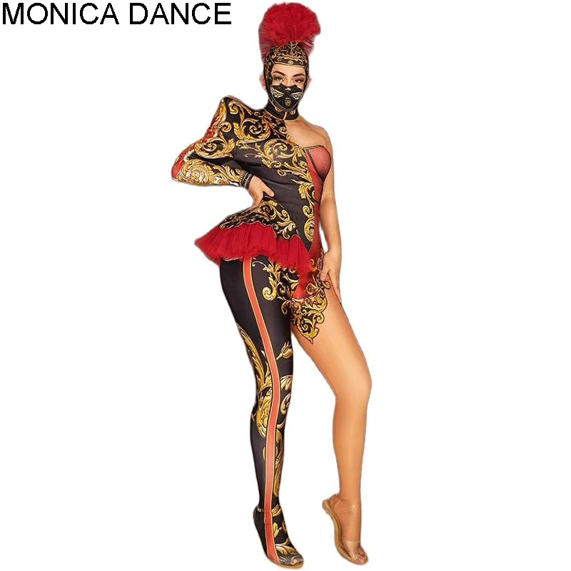 Sexy Stage Printing body donna uomo Stage Dance tuta Costume Halloween Nightclub sera cantante Show Performance Costume