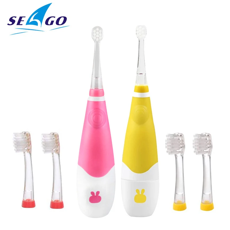 Seago Kid's Sonic Electric Toothbrush Battery Powered 16000 Strokes/Min LED Light 2 Mins Timer Soft Bristle for 3 Years Old+ Age