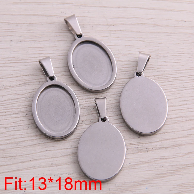 5pcs Stainless Steel Oval Cabochon Tray 18x25mm 13x18mm Dia Gold Plated Pendant Base Settings Diy Blank Jewelry Bezels