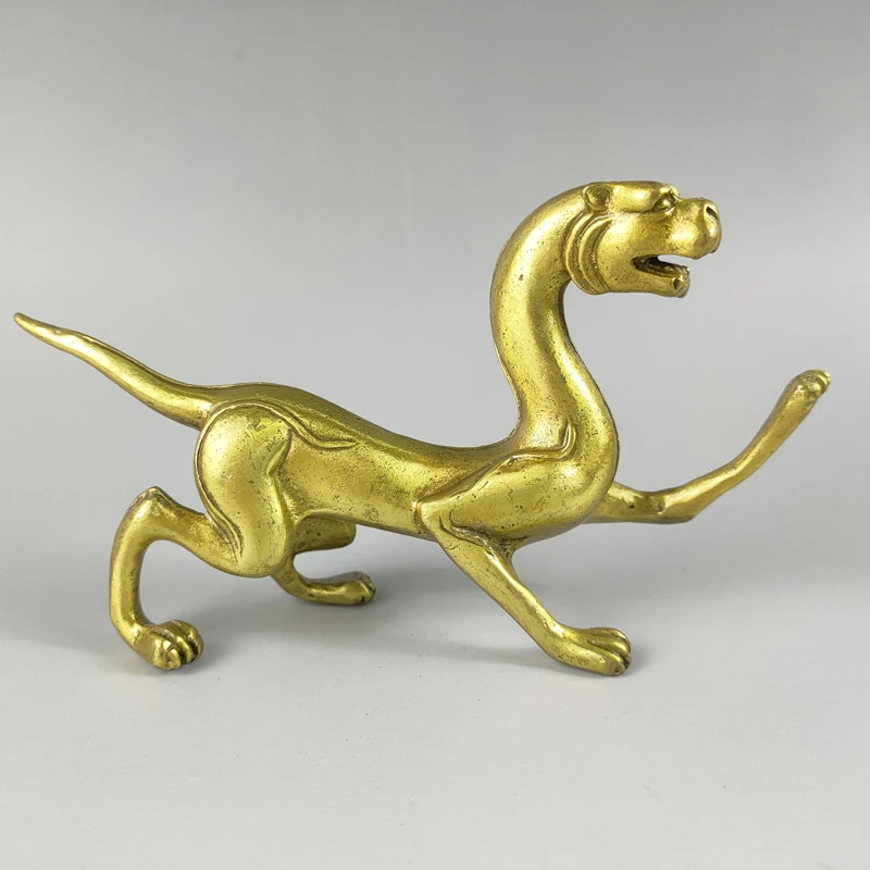 

Exquisite Collectible Home Decoration Old-style Brass Lifelike Divine Beast in Ancient Chinese Mythology Noble Statue