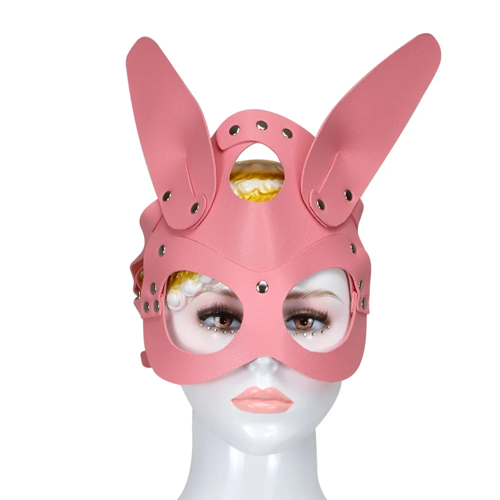 

Sexy Halloween Masquerade Long Ears Pink Rabbit Half Mask Bondage Party Cosplay Decor Masks Erotic Sex Toys For Women