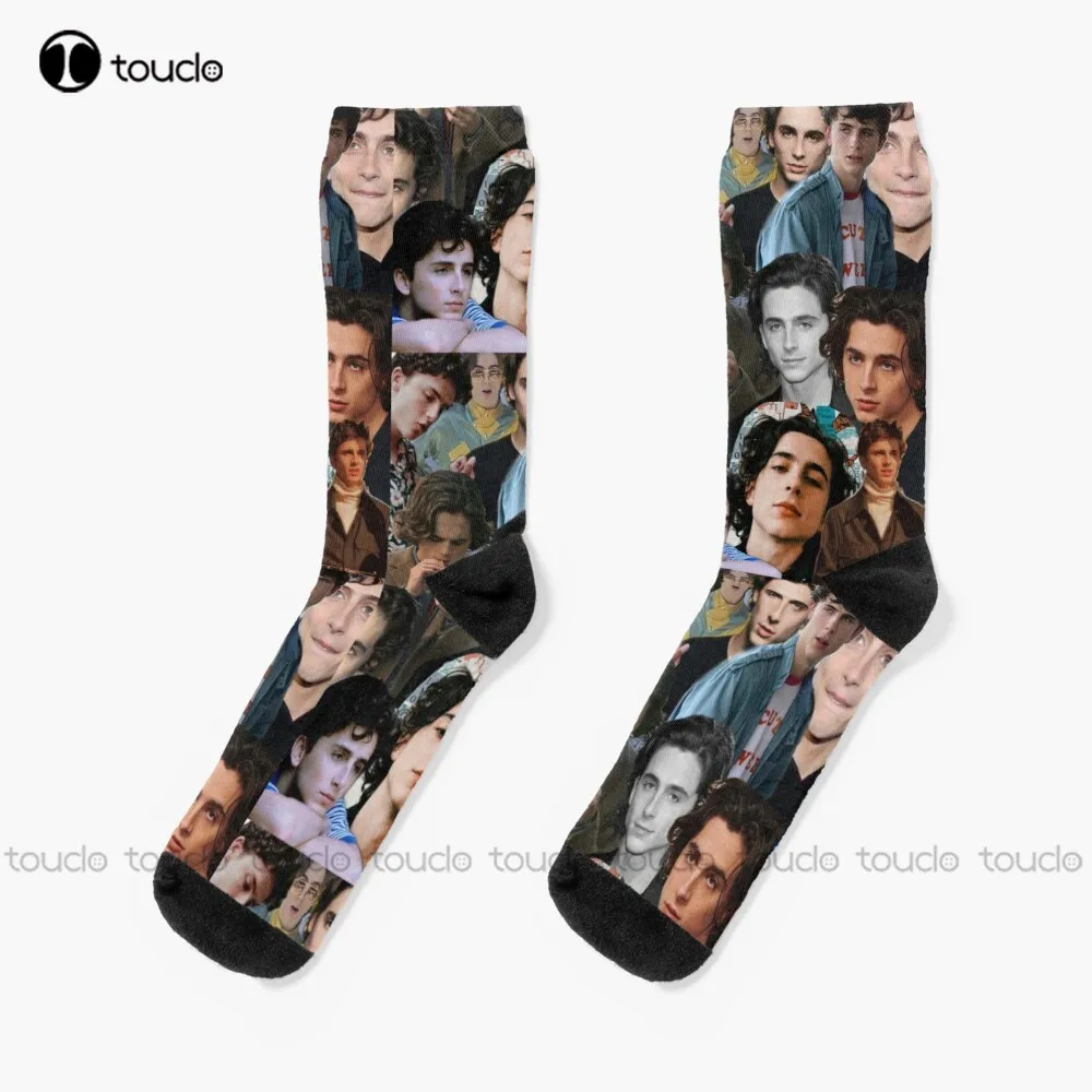 

Timothee Chalamet Collage Design Socks Football Socks Youth Boys Christmas New Year Thanksgiving Day Gift Custom Funny Sock Sock