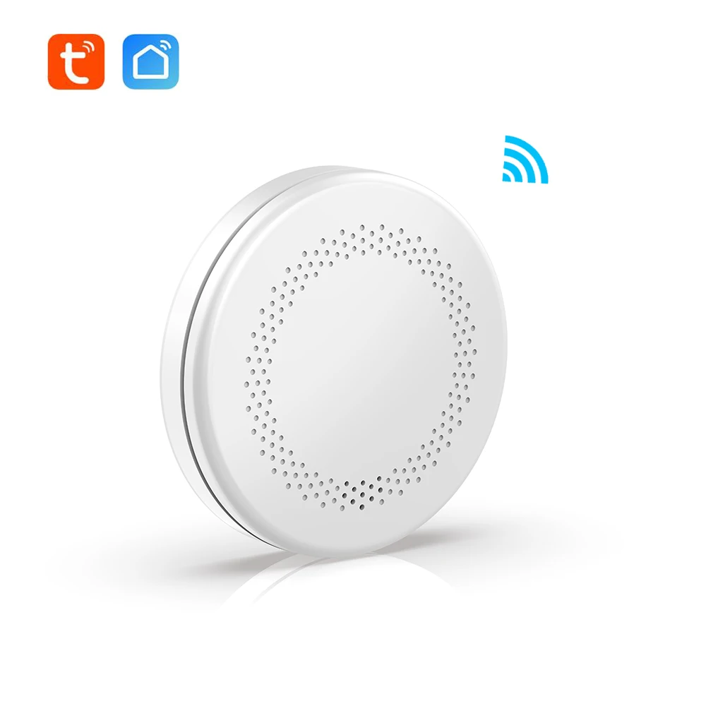 Tuya สมาร์ทบ้านเครื่องตรวจจับควันเชื่อมต่อ WLAN แบตเตอรี่ AA Fire Detector Test ผู้ชนะ Wi-Fi Fire Detector สอดคล้องกับ EN 14604