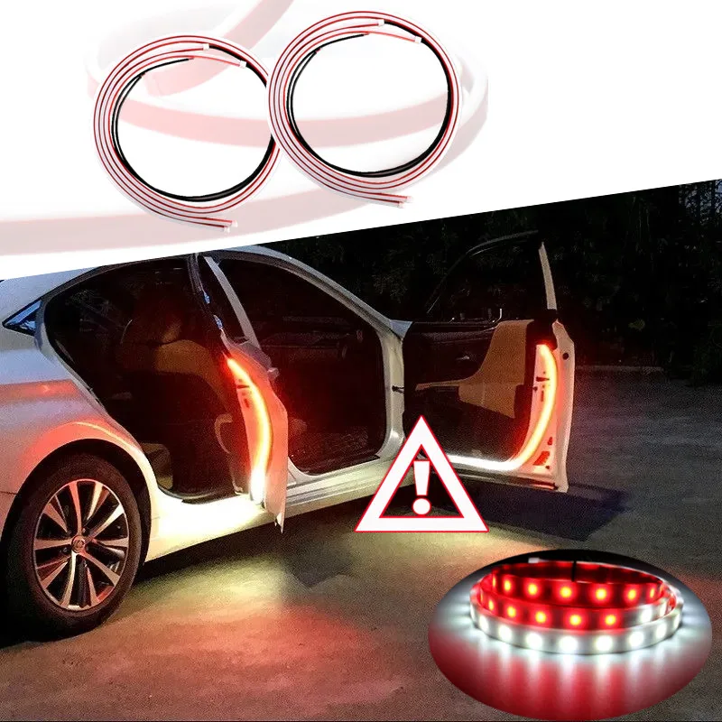 Luces LED de advertencia de apertura de puerta de coche, tiras de lámpara de decoración de bienvenida, anticolisión trasera, 12V, accesorios universales de seguridad para coche CF