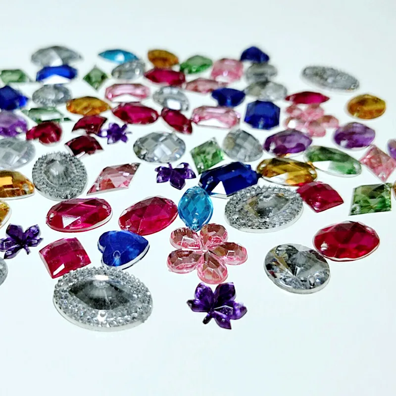 HL 100PCS/Package Lots Mixed Size Shape Loose Sew-on Rhinestones Apparel Bags Shoes Sewing Accessories DIY Crafts