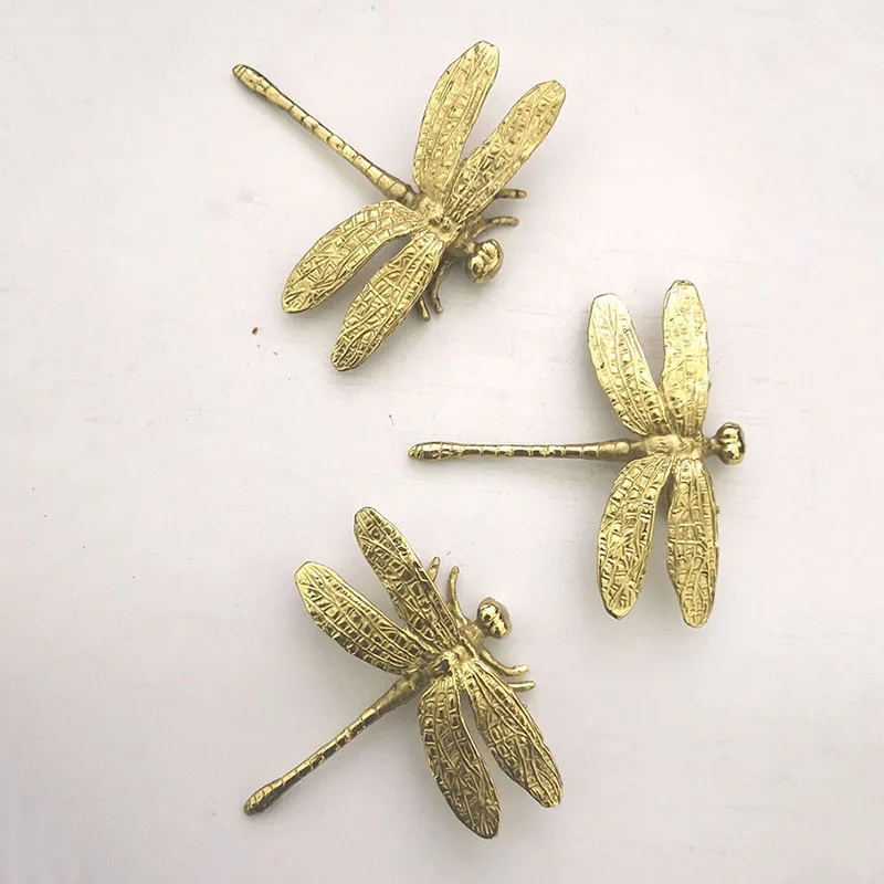 Brass Dragonfly Furniture Handle Bedroom Bathroom Cabinet Pulls Drawer Knob Wardrobe Closet Dresser Knobs