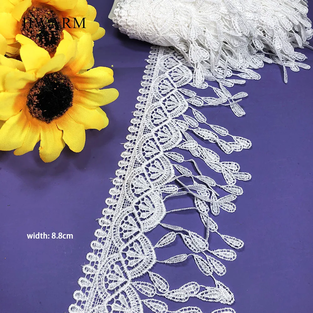 10yard Tassel Lace Fabric Dress Garment Accessories Unilateral Polyester Bar Code 8.8cm Hanging Embroidery Sewing Trim Wedding