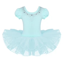 Girl Rhinestone Ballet Tutu Dress Children's Ballerina Party Costume Kid Dancewear Gymnastic Leotard Stage Professional Clothing