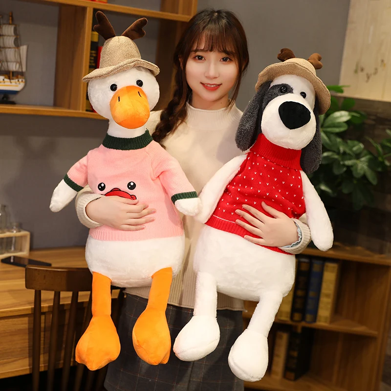 30-80 Kawaii Straw Hat Duck Plush Toys Stuffed Cute Long ears Dog Doll Lovely Animal Pillow Soft Cartoon Toys For Children Gift