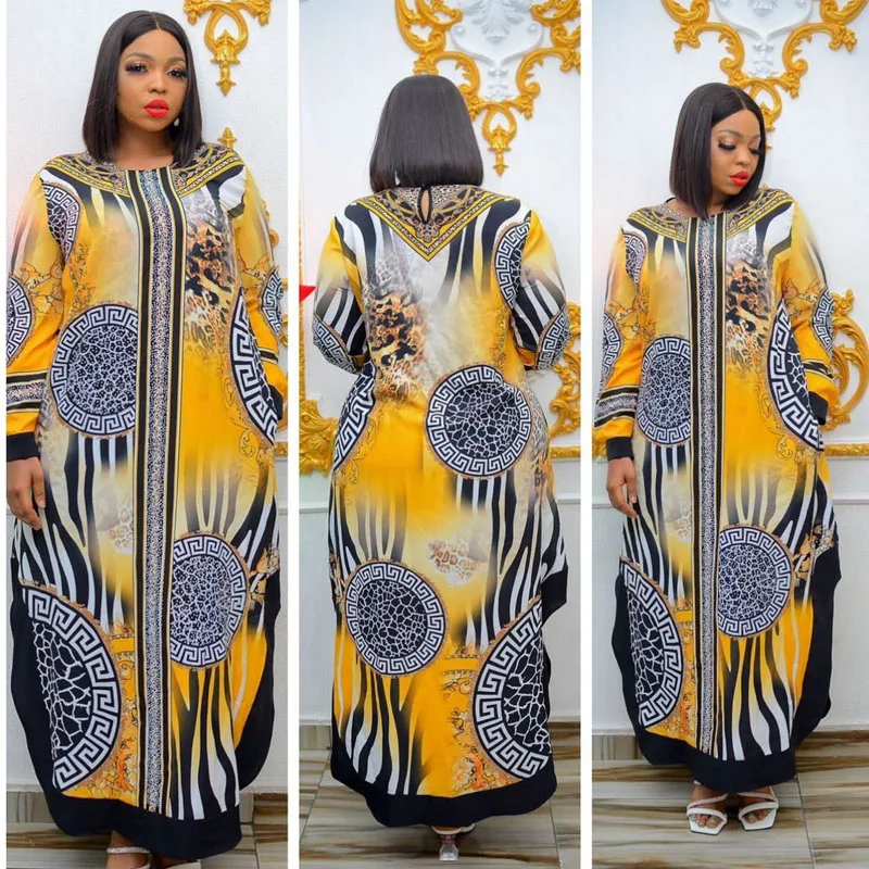 2023 New Fashion Chiffon Materical  Traditional Design African Long Dress For  Lady（F1#）