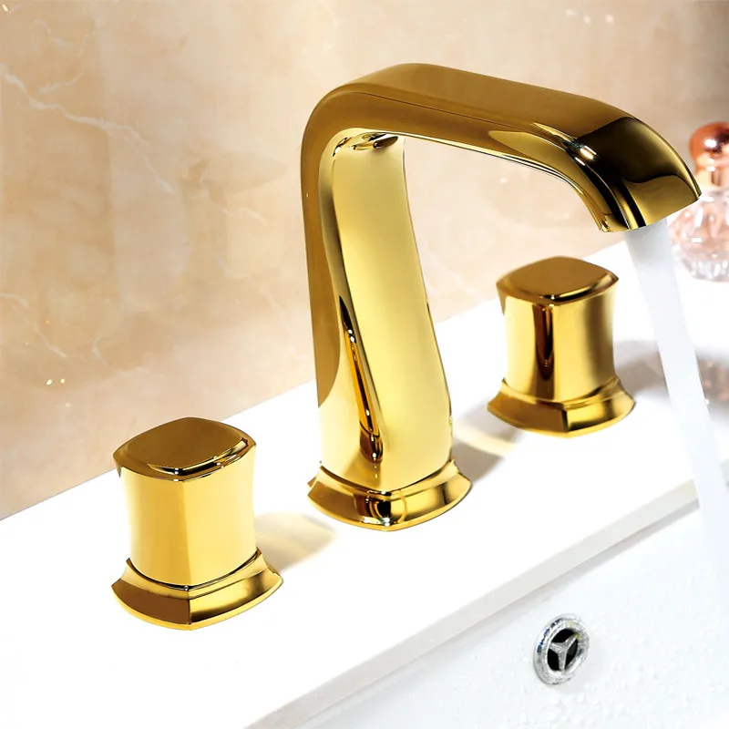 Brass Bathroom Basin Faucets,Rose Gold Widespread Sink Mixer Tap,Hot & Cold,Lavatory Crane Vessel,Dual Handle,White,Chrome,Black