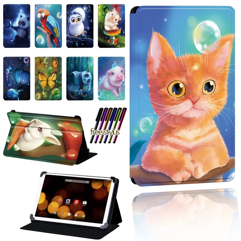 

For Argos 7 8 10 10.1Inch Adjustable Dust-proof Animal Pattern for Argos Bush Spira/Eluma/My Tablet/Breezie Tablet Case+pen