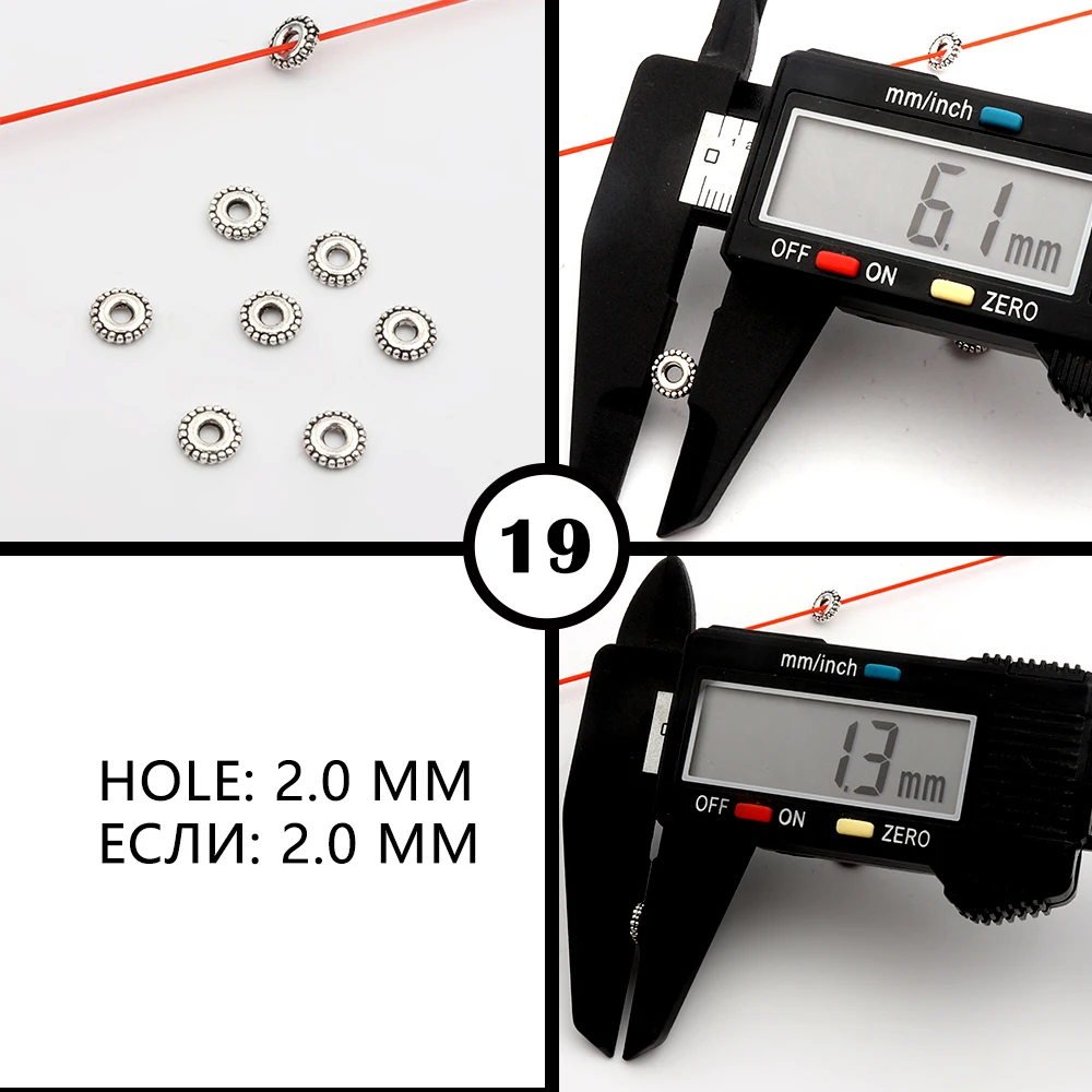 50 Stück, 32 verschiedene Arten, gemischte Metall-Abstandshalter-Perlen mit unterschiedlichen Lochgrößen für die Herstellung von Schmuck, Armbändern, Halsketten und Ohrringen – Großhandel. – Detail 38