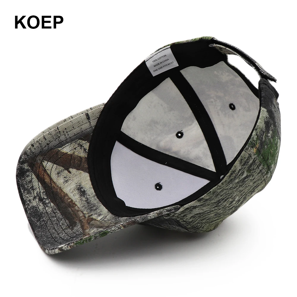 KOEP 2021 New Outdoor Fishing Caps Jungle Baseball Cap Hunting Hat Cotton Camouflage Dad Snapback Hats Green Camouflage